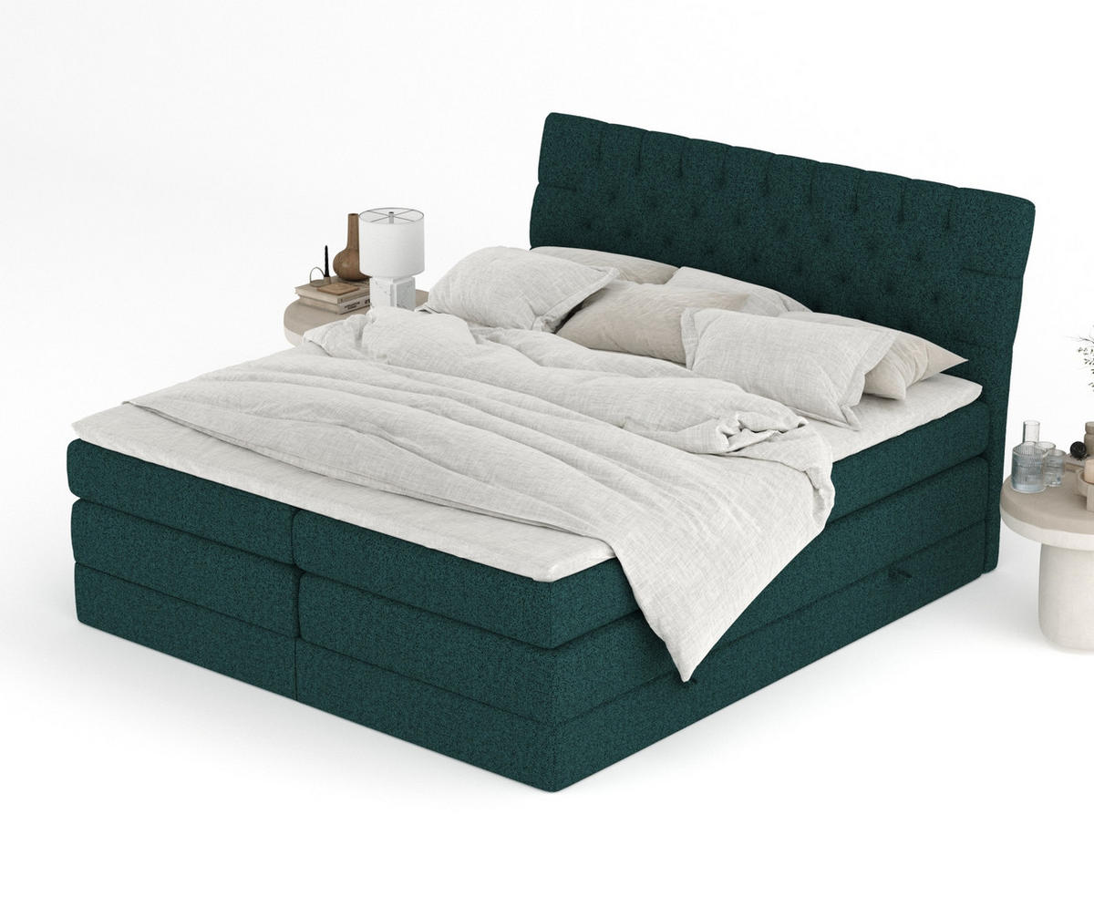 BOXSPRINGBETT Seraphine Grün 140/200 cm - Schwarz/Grün, Holz/Holzwerkstoff (140/200cm) - Maison de Reve