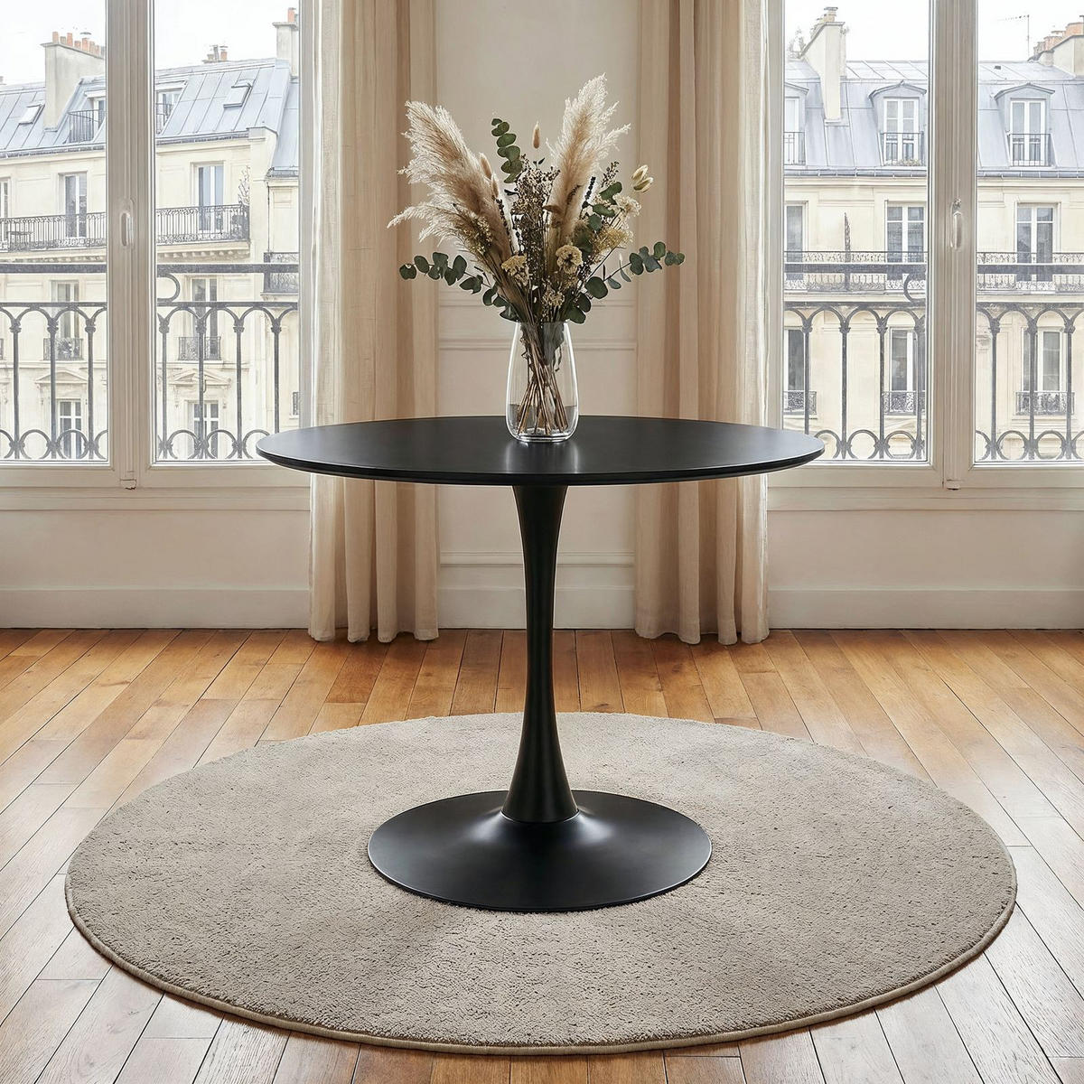 ESSTISCH LOIRE schwarz - Schwarz, Holzwerkstoff/Metall (100/100/73cm) - IDIMEX