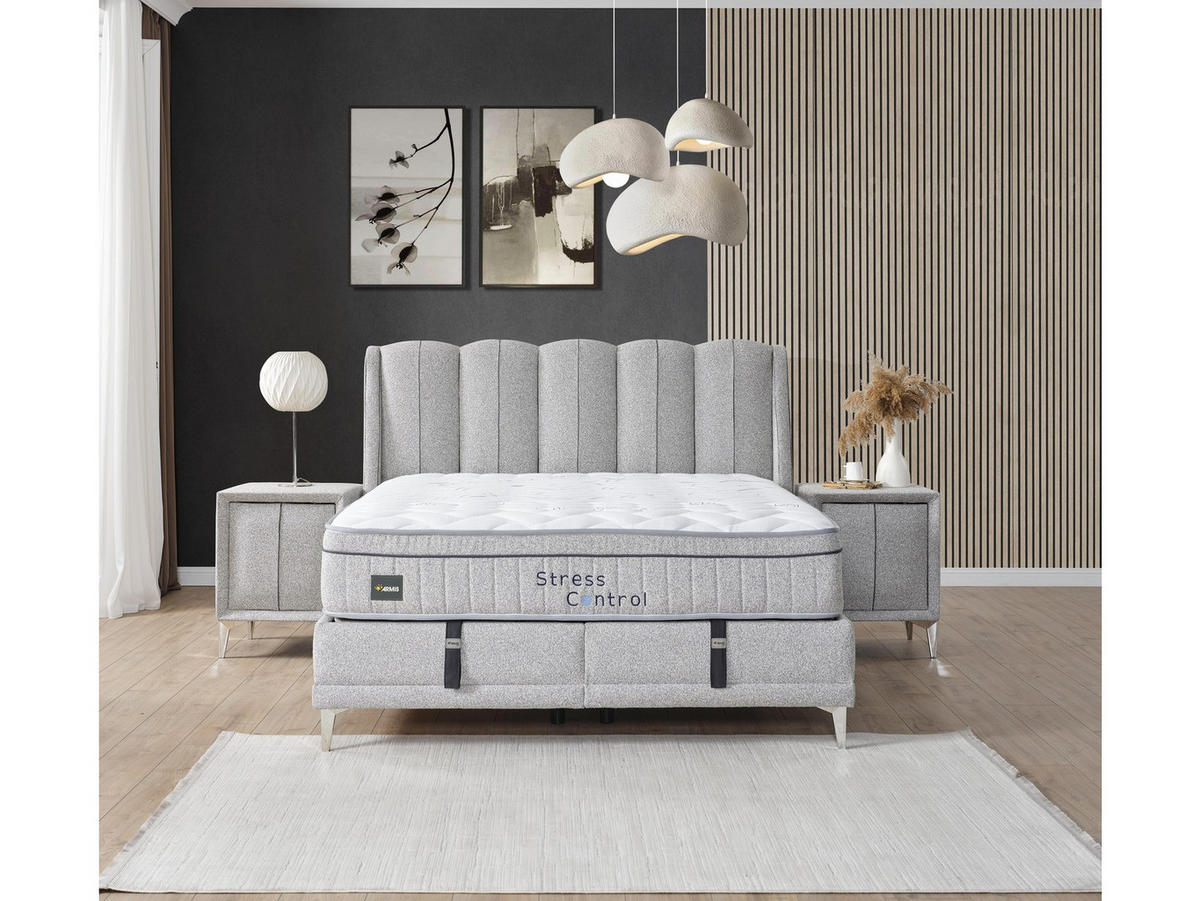 POLSTERBETT Stress Control 120x200 Grau - Grau, Textil/Metall (120/200cm) - Villa Möbel
