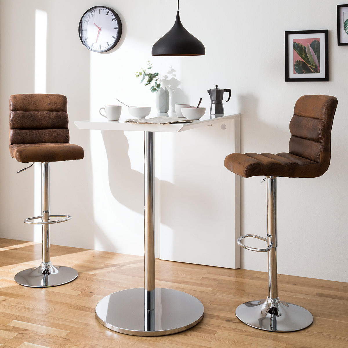 BARSTUHL - Kunstleder / Metall - Braun, Kunststoff/Metall (42/98/51cm) - home24