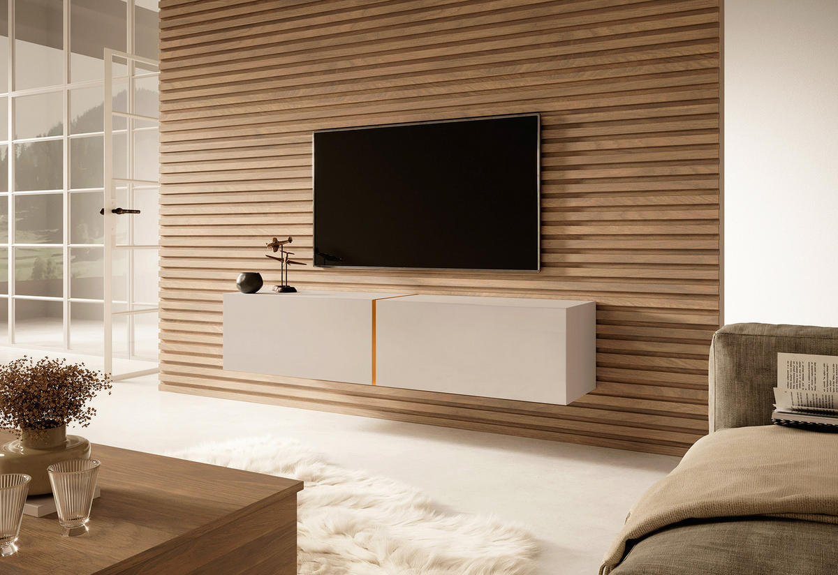 TV-HÄNGEBOARD Bisira Greige mit goldenem Einsatz 140 cm - Greige/Goldfarben, Holzwerkstoff (140/30/31.6cm) - Selsey