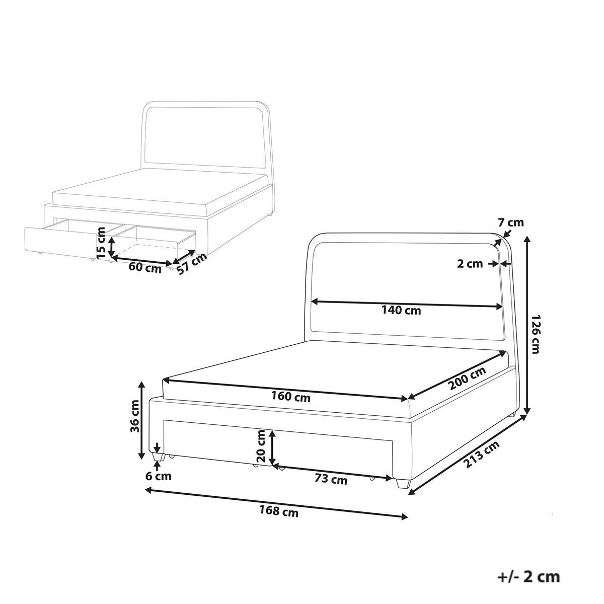 BETT 160/200 cm Cremeweiß Sardent - Schwarz/Weiß, Textil (160/200cm) - Beliani