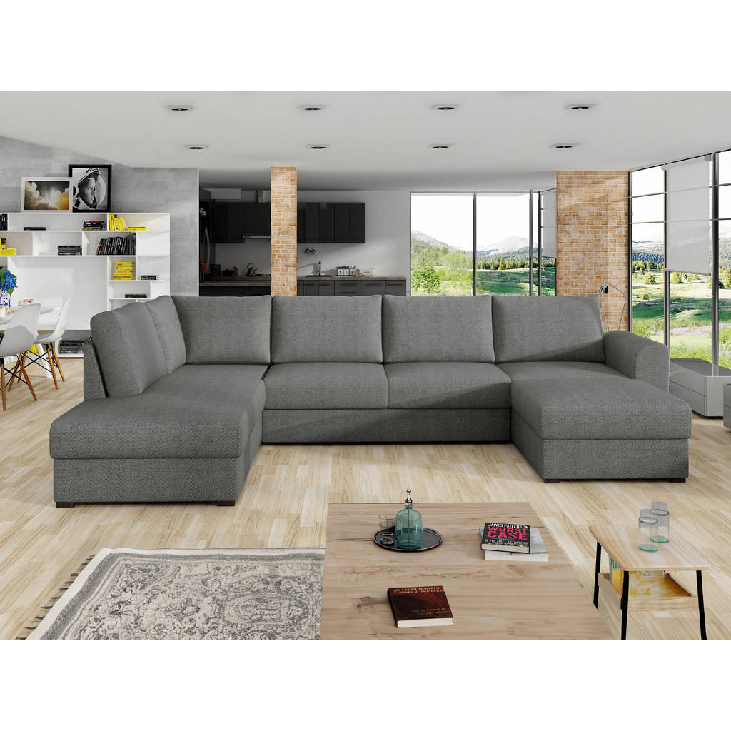 Thumbnail - Mirjan24 Wohnlandschaft, Grau, Textil, 7-Sitzer, U-Form,Rechteckig, 305x85x188 cm, Wohnzimmer, Sofas & Couches, Wohnland...