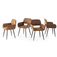 ARMLEHNSTUHL-SET 4 Stück braun - Braun, Holzwerkstoff/Textil (56/76.5/53cm) - Urban Meuble