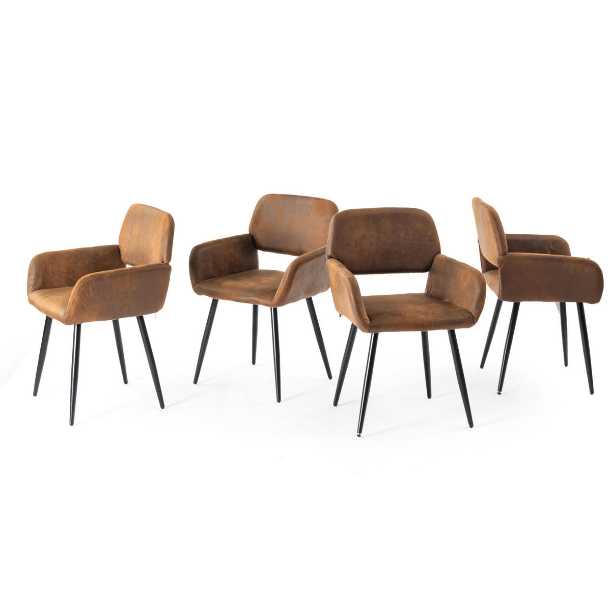ARMLEHNSTUHL-SET 4 Stück braun - Braun, Holzwerkstoff/Textil (56/76.5/53cm) - Urban Meuble