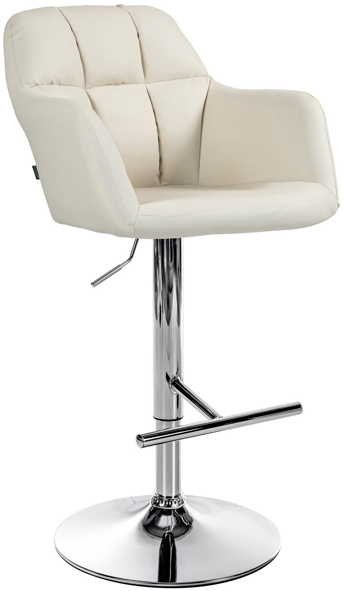 BARHOCKER Nardo Kunstleder chrom creme - Chromfarben/Creme, Kunststoff/Metall (57/118/59cm) - TPFLiving