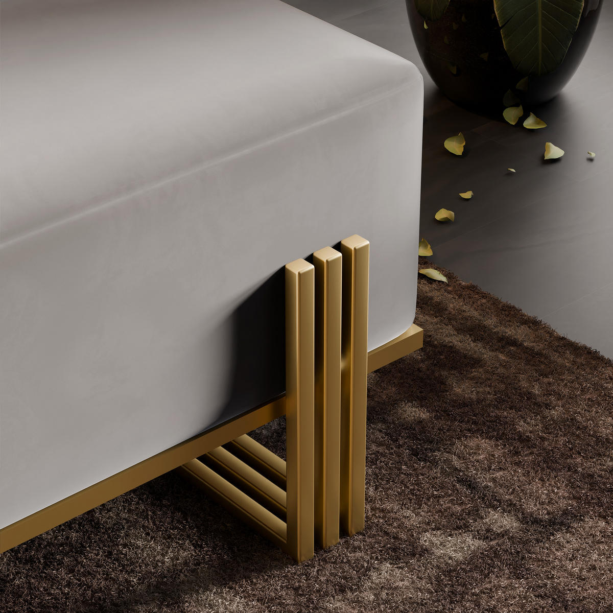 POLSTERBANK TEO 80 cm Gold / Grau ,Metallgestell - Goldfarben, Metall (80/47/35cm) - Idohome