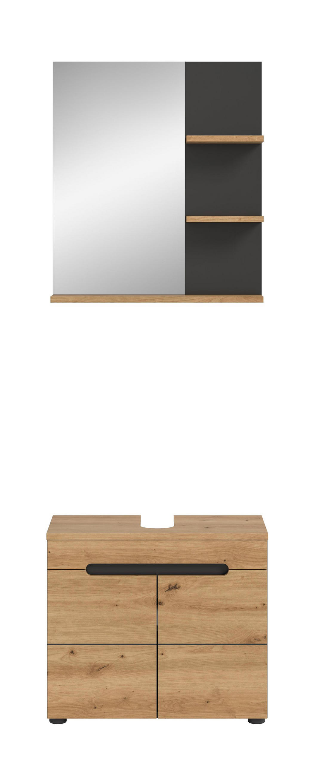 BADKOMBINATION 2tlg. Canu Bad in Basalt grau Nachbildung und Artisan Nachbildung B/H/T: 63x193x34 cm - Eiche Artisan, Holzwerkstoff (63/193/34cm)