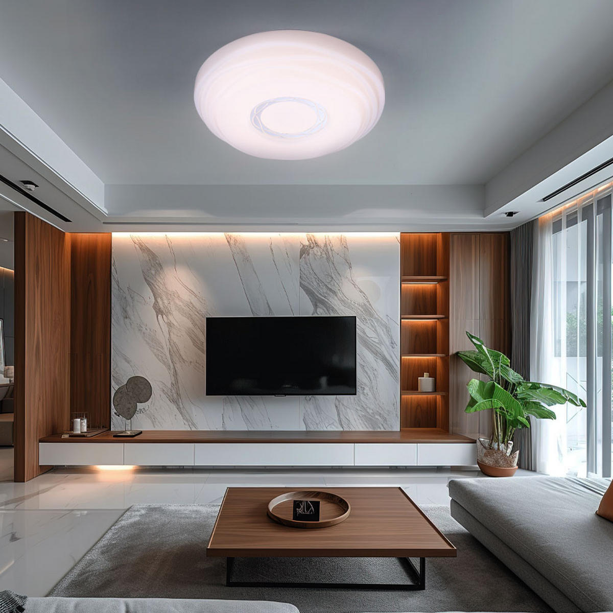 LED DECKENLEUCHTE Metall Weiß MALIK - Weiß, Metall (34/34/9cm) - Globo Lighting