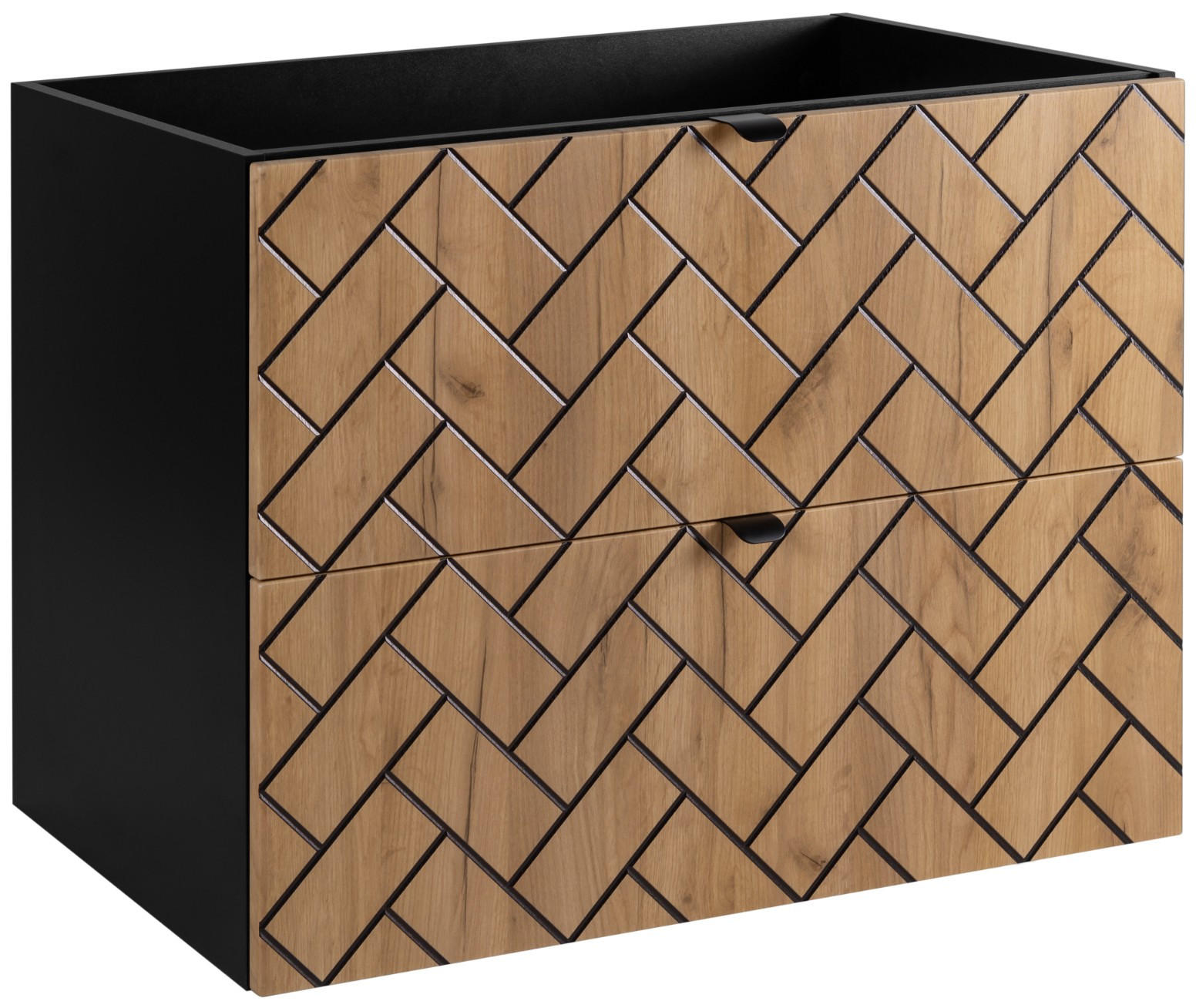 WASCHBECKUNTERSCHRANK TREND Craft Eiche/Schwarz Matt 80/46/60 cm - Eichefarben/Schwarz, Holzwerkstoff (80/60/46cm) - Rodan