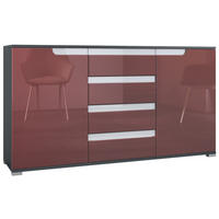 SIDEBOARD Sylt Bordeaux Hochglanz / Weiß Hochglanz - Bordeaux, Holzwerkstoff (138.5/75.5/35cm) - Vladon