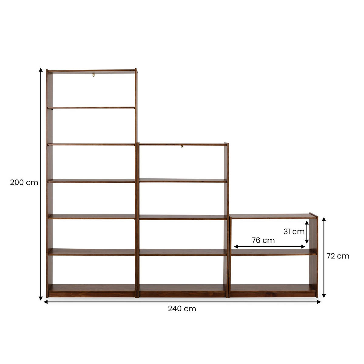REGALSET MELLY Kastanie - Kastanienfarben, Holz (240/200/30cm) - IDIMEX