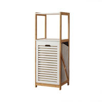 WÄSCHEKORB aus Bambus 33/36/98 cm - Beige/Weiß, Naturmaterialien (36/98/33cm) - NUXIO