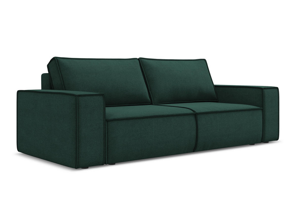3-SITZER SOFA mit Schlaffunktion Strukturstoff Stoff Grün - Dunkelgrün/Schwarz, Kunststoff/Textil (255/85/105cm) - Makamii