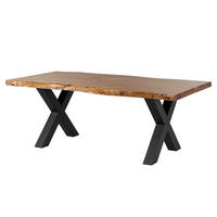 BAUMTISCH Akazie 220x100x77 Akazie natur lackiert / X-Beine anthrazit matt FREEFORM 5 - Naturfarben, Holz (220/100/77cm) - Massivmoebel24