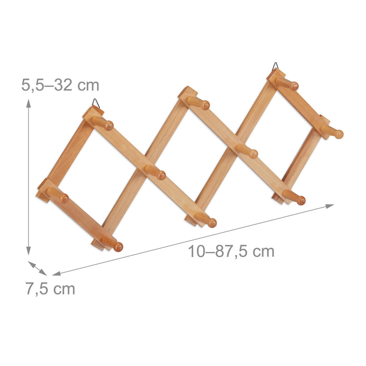 WANDGARDEROBE - Hellbraun, Holz (87.5/5.5/7.5cm) - Relaxdays