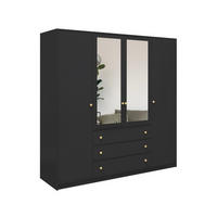 DREHTÜRENSCHRANK SEATTLE 196/200/58 cm in Schwarz - Schwarz, Holzwerkstoff (196/200/58cm) - Deine Möbel 24