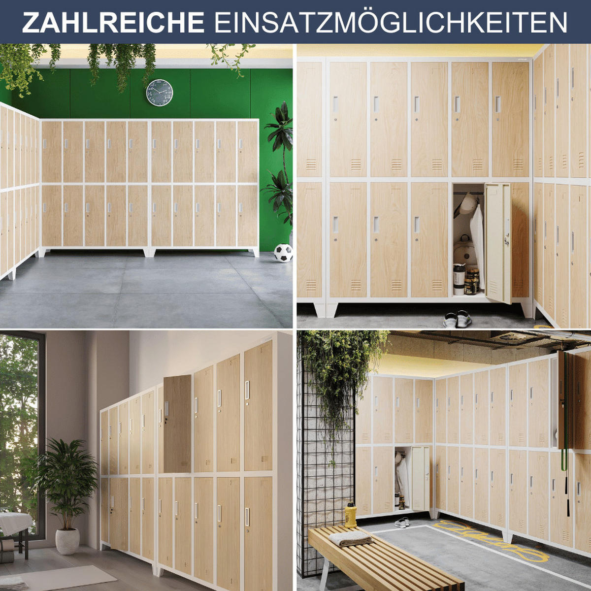 UMKLEIDESCHRANK Spind BERLIN 10 Abteile 172x136x45cm Weiß-Sonoma Eiche - Weiß, Metall (136/172/45cm) - DELUKE