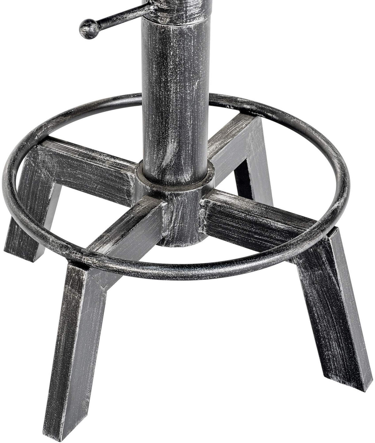 HOCKER 2er Set Lederlook antik silber - Silberfarben, Textil/Metall (42/44/42cm) - CLP