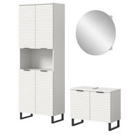 BADMÖBEL-SET 3-teilig weiß 155 cm, Komplettset mit Soft-Close - Weiß, Glas/Holzwerkstoff (155/193/34cm) - Inn.Furn