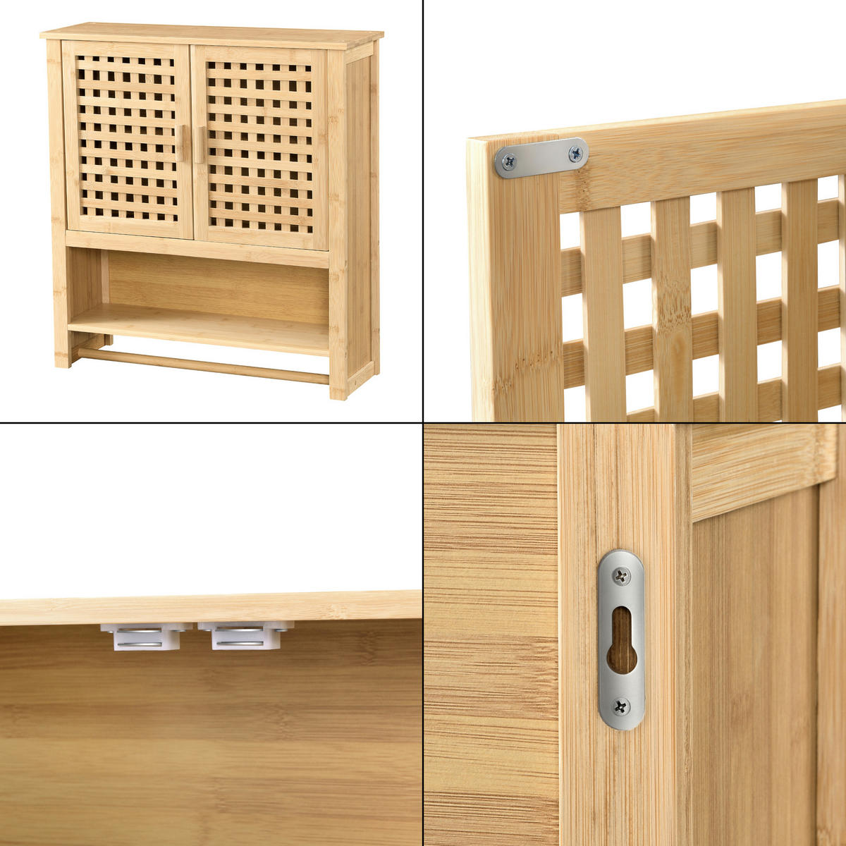 HÄNGESCHRANK Borlänge - Naturfarben, Holz (62/66/20cm) - [en.casa]