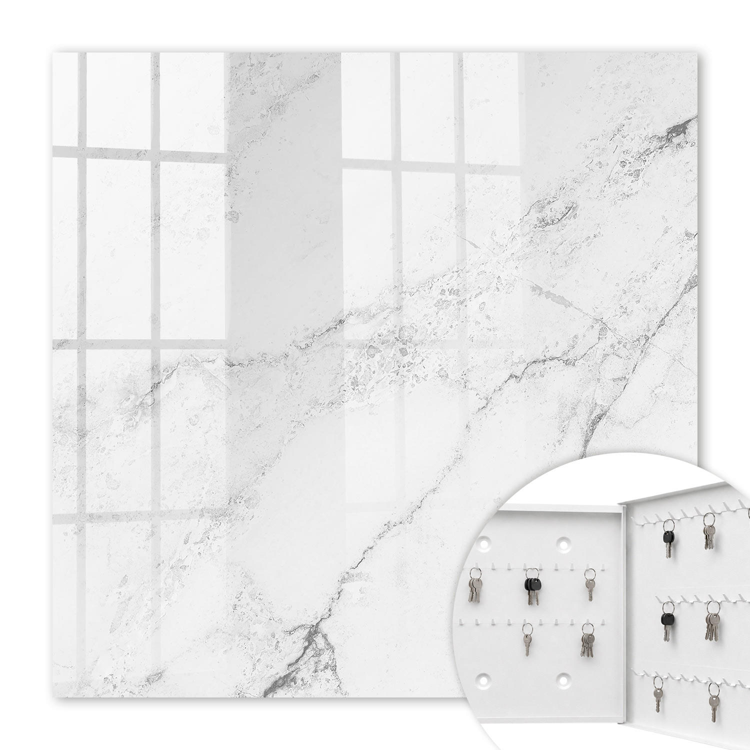 SCHLÜSSELBOX Weiß 30x30 cm – Türöffnung nach rechts - Graue Eleganz - Grau, Metall (30/30/5cm) - TULUP