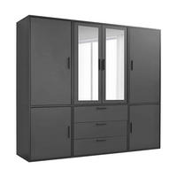 KLEIDERSCHRANK mit Spiegel Der Grenzenlose - Anthrazit, Holzwerkstoff (210/187/58cm) - Mokebo