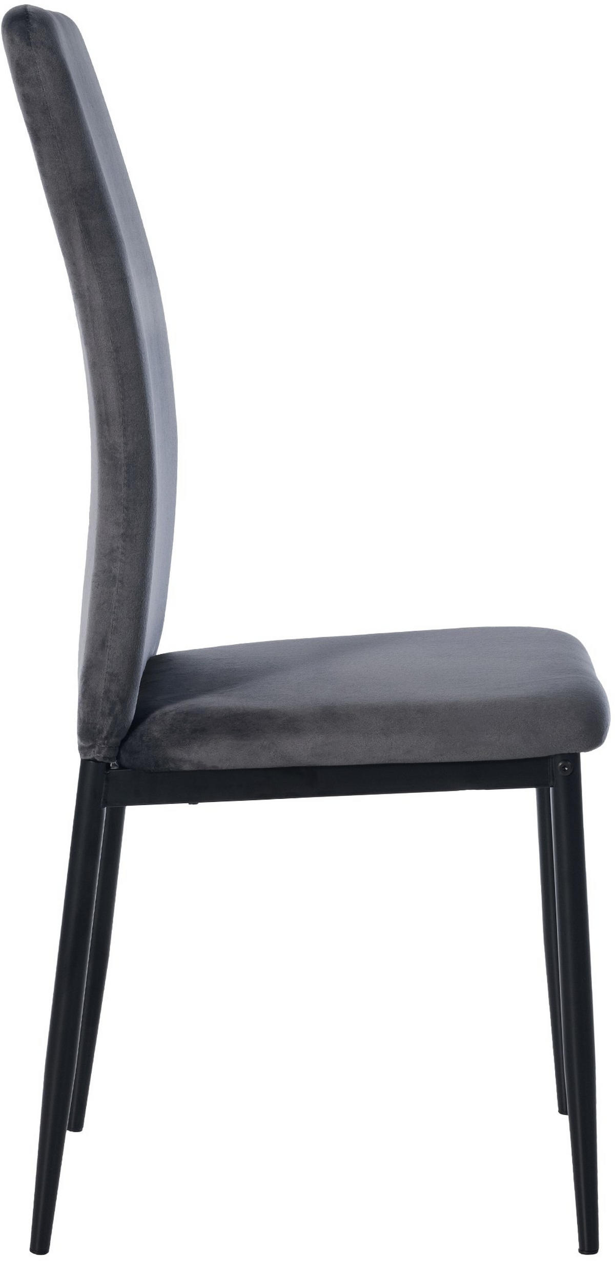STUHL 6er Set Samt grau - Grau, Textil/Metall (41.5/99/40cm) - CLP