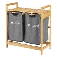 WÄSCHEREGAL Kärkölä - Naturfarben/Grau, Holz/Textil (63.5/73/33cm) - [en.casa]