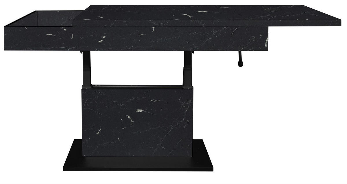 COUCHTISCH Höhenverstellbar Else 1 110x59x60 Holz Keramikoptik Schwarz - Schwarz, Holzwerkstoff (110/60/59cm) - 58aufmkessel