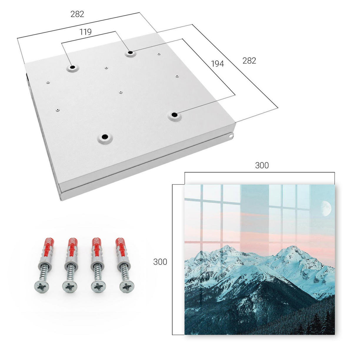 SCHLÜSSELBOX Weiß 30x30 cm – Türöffnung nach rechts - Bergfrieden - Weiß, Metall (30/30/5cm) - TULUP