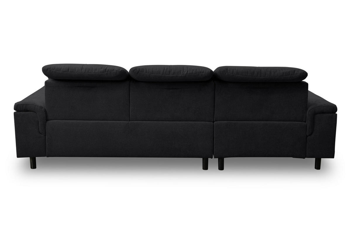 ECKSOFA PANAMA mit Schlaffunktion und Bettkasten, Farbe: Schwarz, Velourstoff, Ottomane Links - Schwarz, Textil (270/180cm) - VENASI MÖBEL