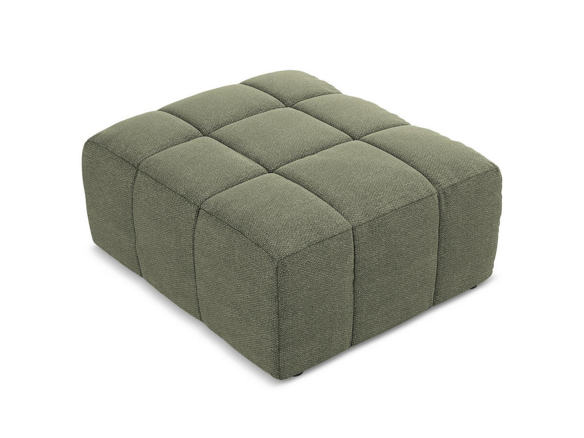 POUF Bouclé Stoff Grün - Schwarz/Olivgrün, Holzwerkstoff/Kunststoff (75/41/90cm) - Makamii
