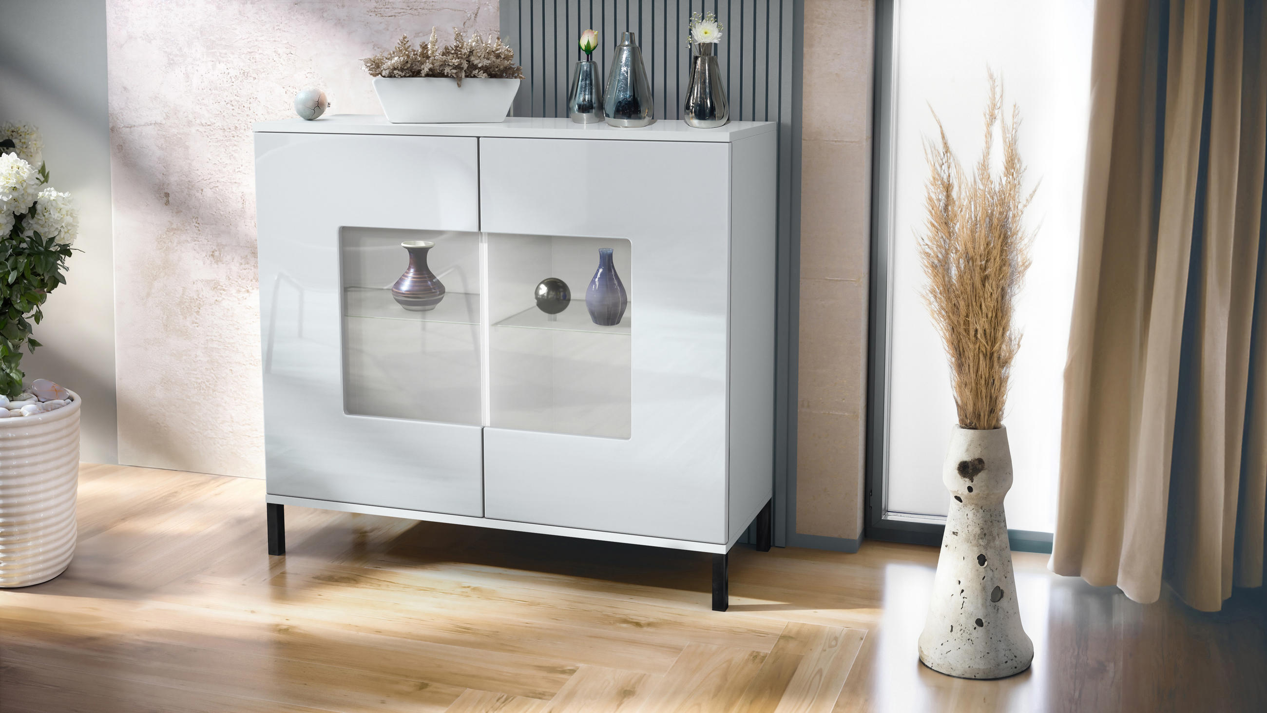 KOMMODE Grömitz Weiß Hochglanz - Weiß Hochglanz, Holzwerkstoff (92.5/83.5/35cm) - Vladon