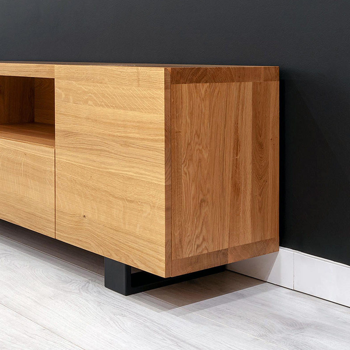 TV-SCHRANK Lift aus massivem Eichenholz 200 cm - Eichefarben/Naturfarben, Holz (200/60/40cm) - Danzz
