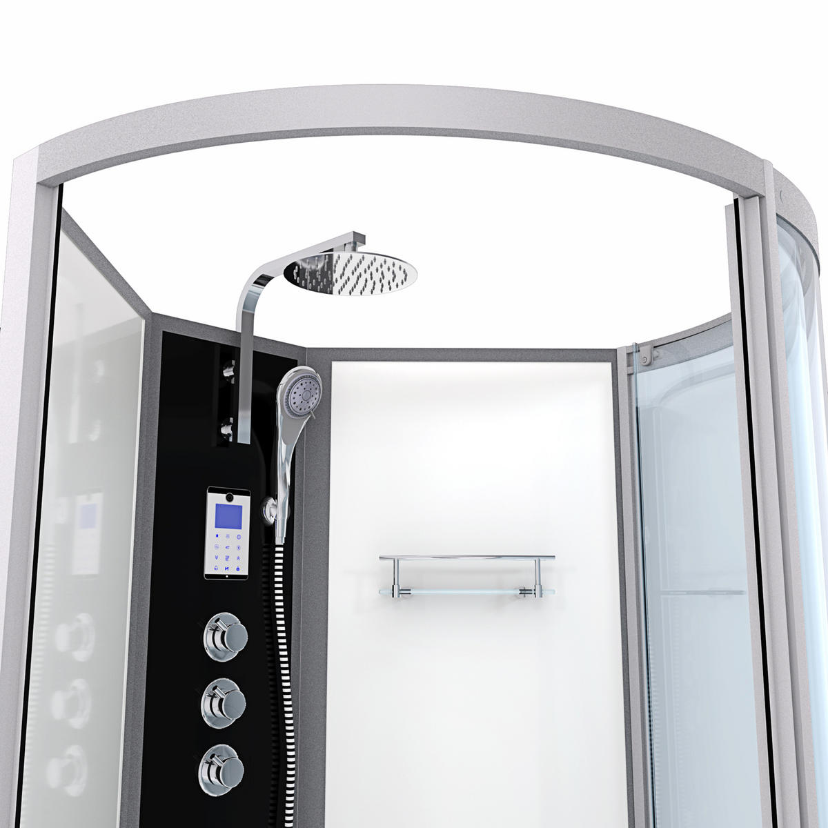 WHIRLPOOL Wanne Duschkabine ws K50-L03-WP 170x100 - Weiß, Glas/Kunststoff (98/225/170cm) - AcquaVapore by Sandra Jentho