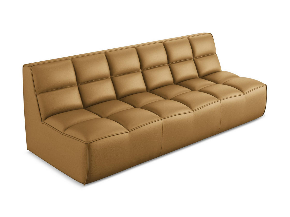 3-SITZER SOFA Kunstleder Braun - Cognac/Schwarz, Leder/Kunststoff (210/75/93cm) - Makamii
