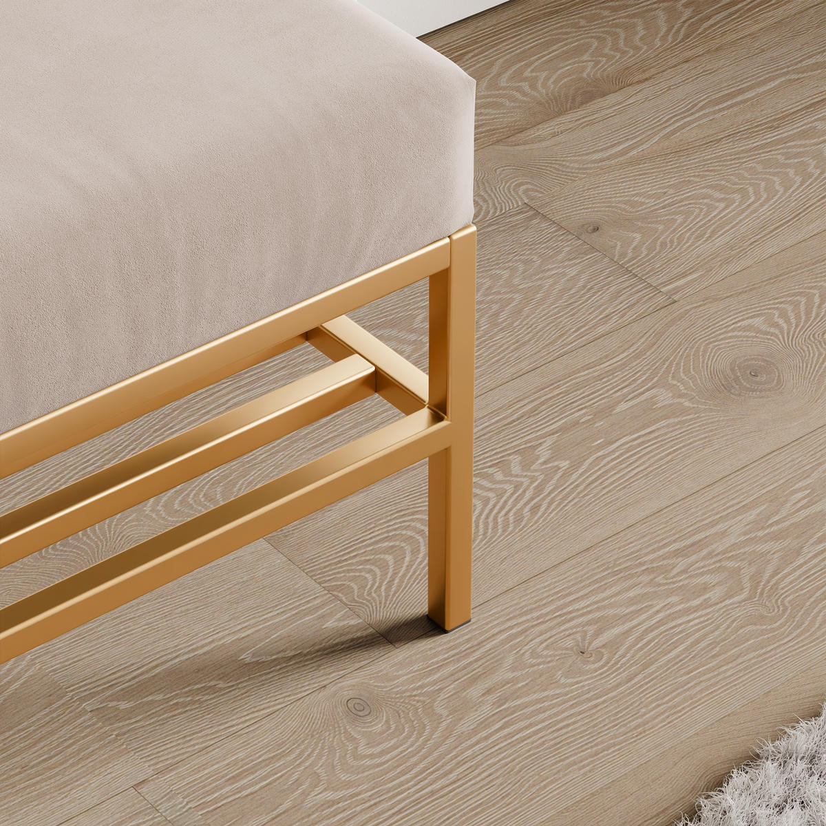 POLSTERBANK STEP 80 cm Gold / Beige ,Metallgestell - Beige, Metall (80/45/35cm) - Idohome