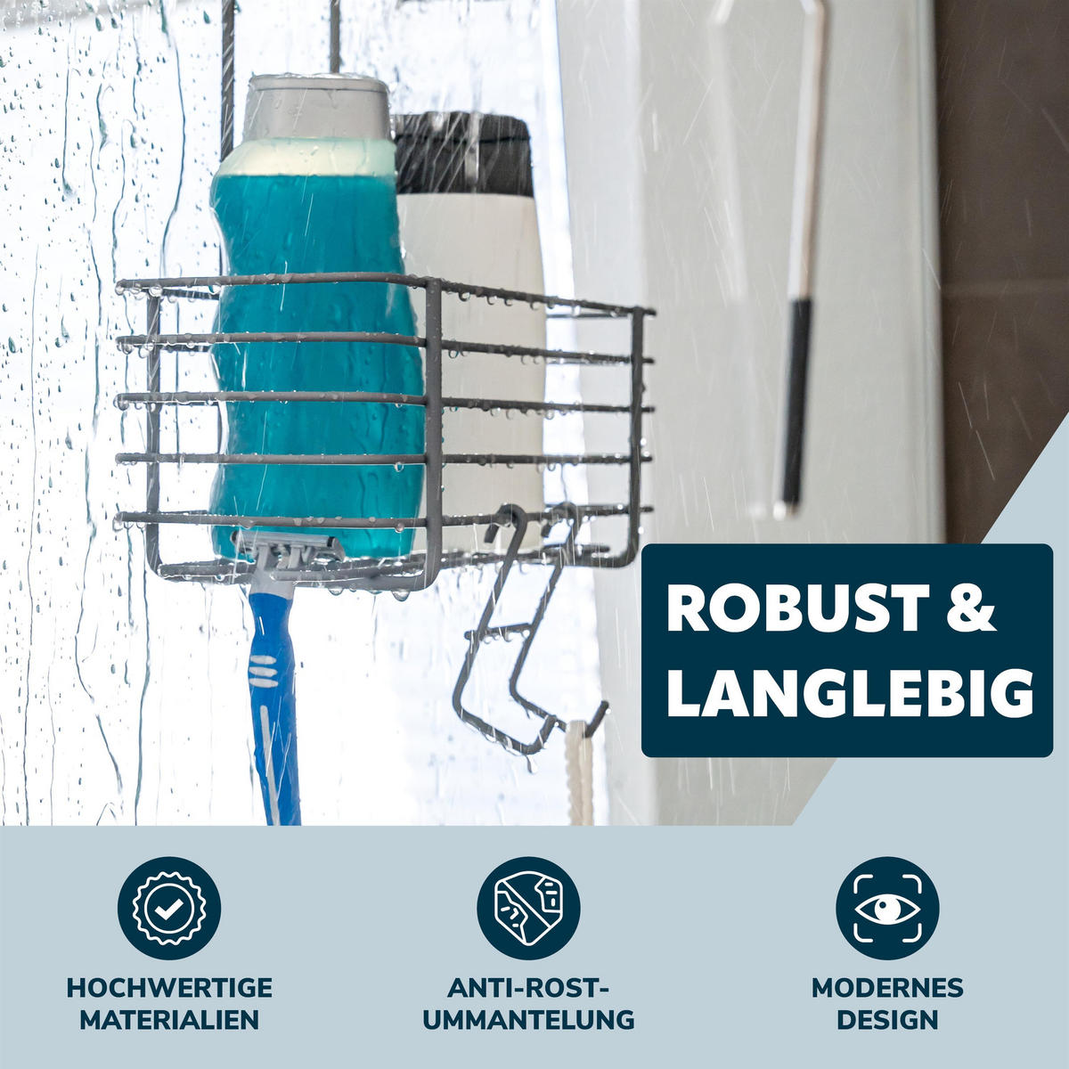 DUSCHREGAL, grau - Grau, Metall (23/42/10.5cm) - bremermann