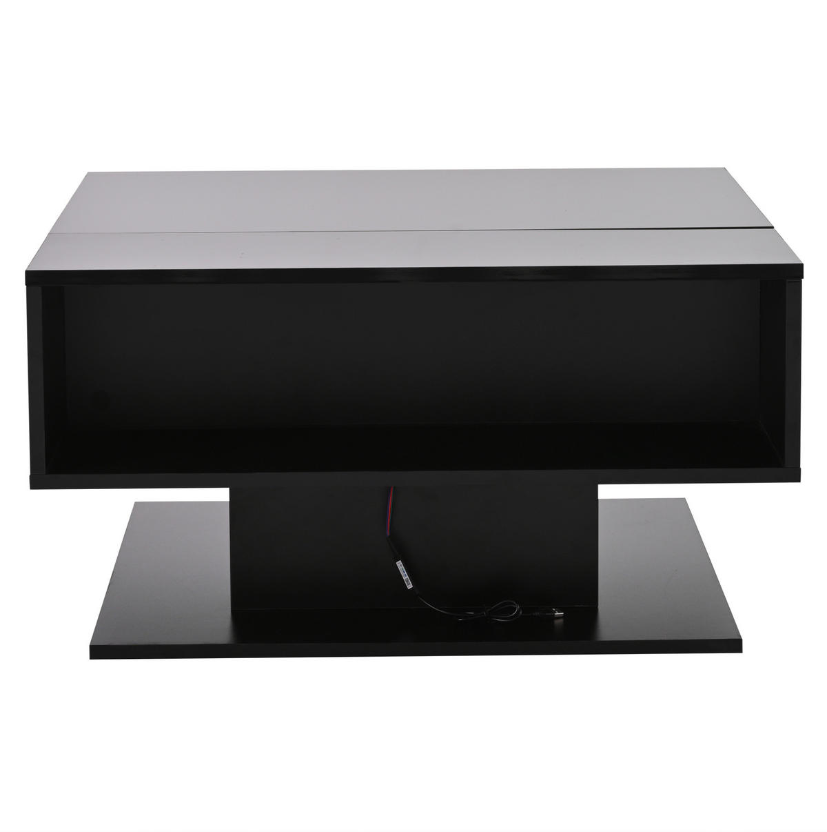 COUCHTISCH 80/75/40 cm mit Liftfunktion und LED-Beleuchtung in Schwarz - Schwarz, Holzwerkstoff (80/77/40cm) - Flora Grace