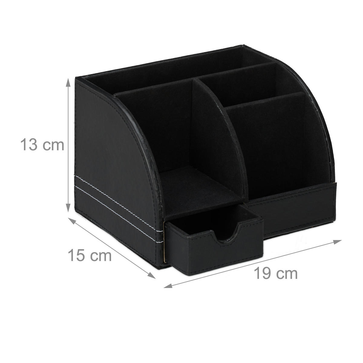 SCHREIBTISCHORGANIZER - Schwarz, Wellpappe/Kunststoff (15/19/13cm) - Relaxdays