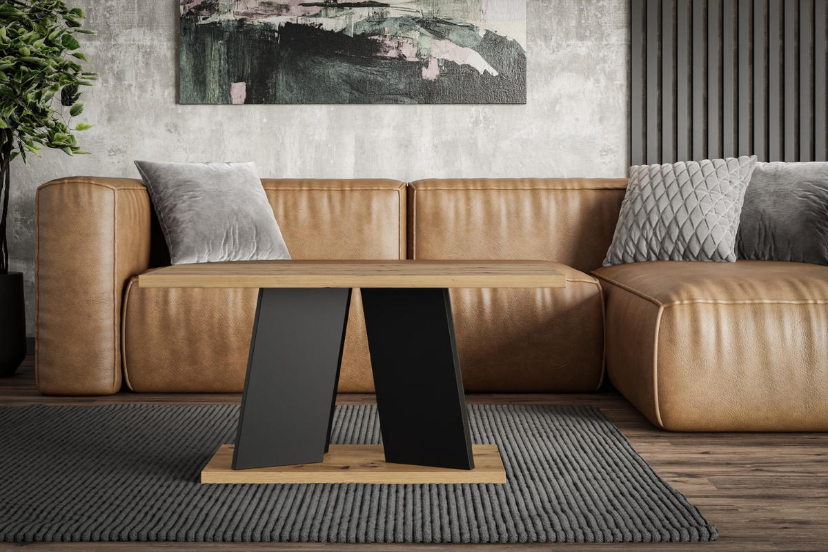KAFFEETISCH 110x70x60 cm - Artisan Eiche Optik / Schwarz - UFOM - Eichefarben, Holzwerkstoff (110/70/60cm) - ALTDECOR