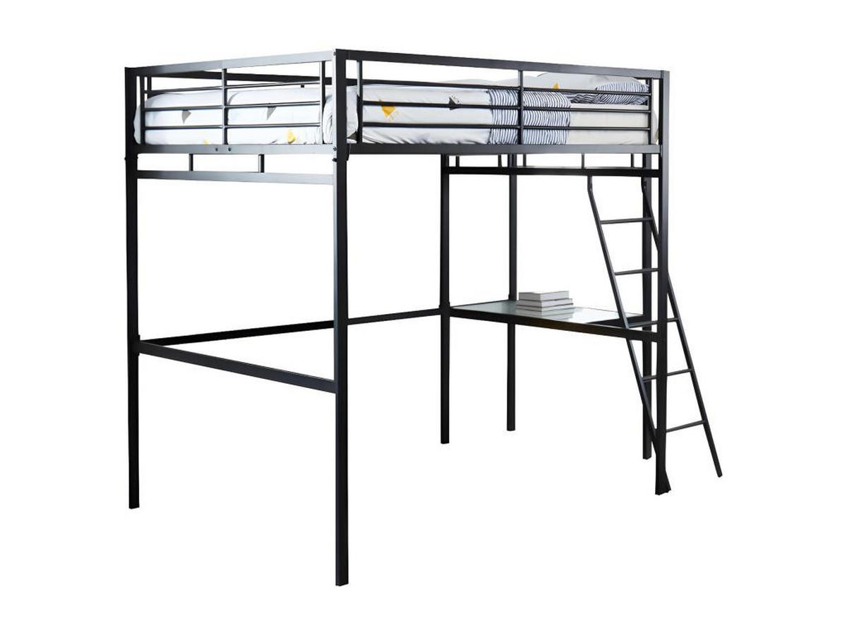 HOCHBETT mit Schreibtisch - 140 x 190 cm - Anthrazit - CASUAL II - Anthrazit, Metall - Vente-Unique