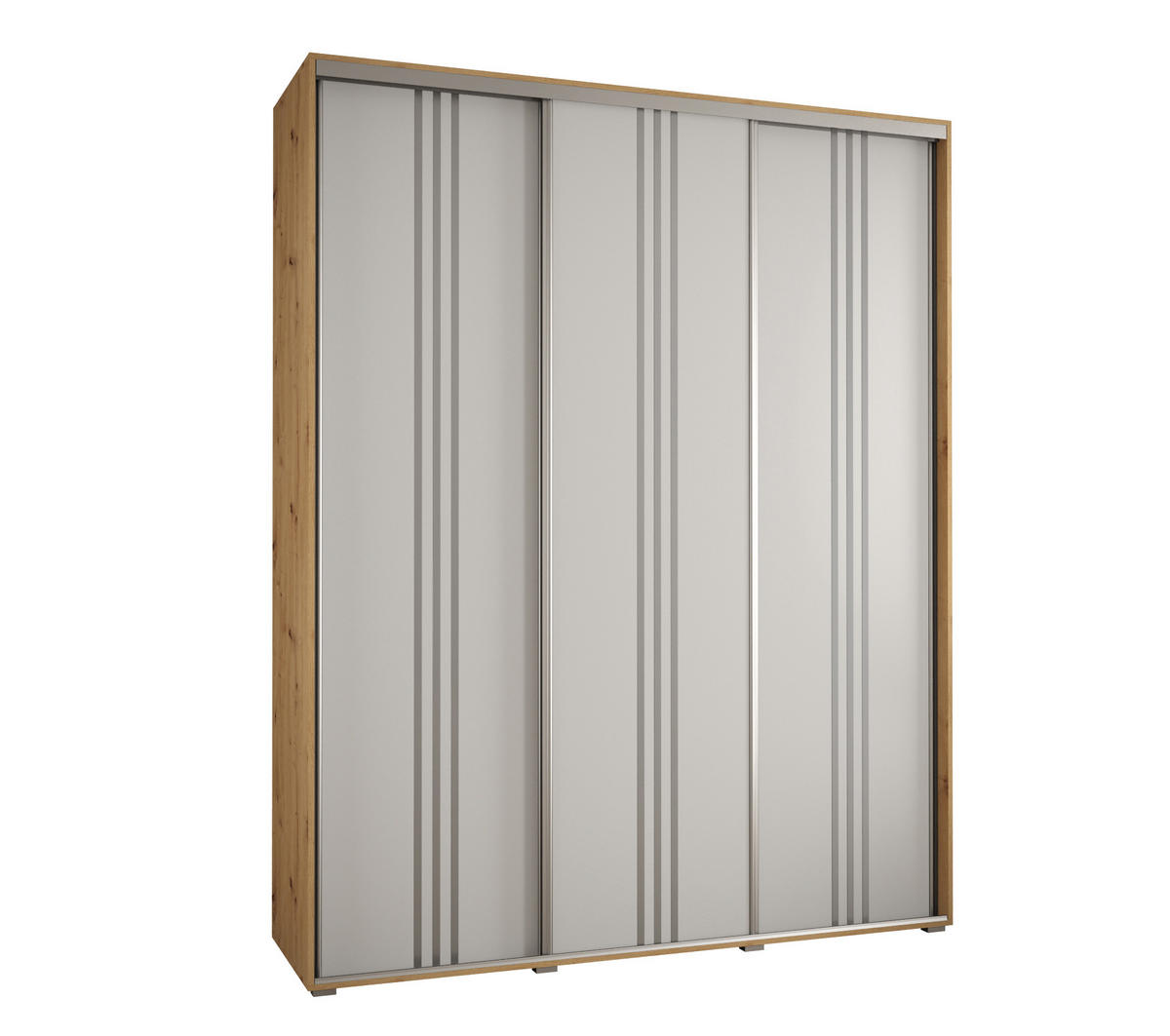 SCHWEBETÜRENSCHRANK 235,2/200/45 3-türig - Silberfarben/Weiß, Holz/Metall (200/235/45cm) - Abiks Möbel