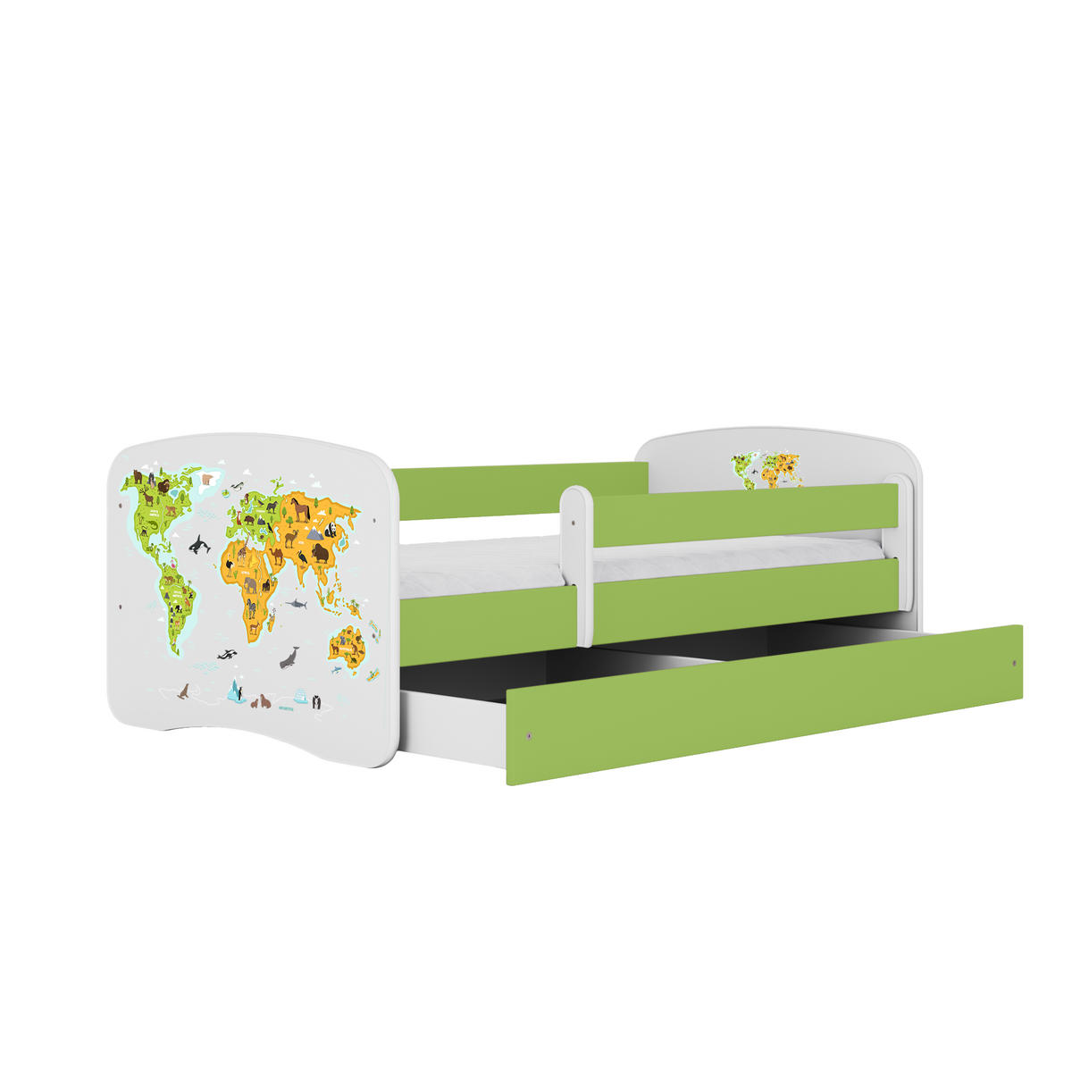KINDERBETT Karte mit Schublade und Matratze 160/80 - Grün, Holzwerkstoff (80/160cm) - RAUMHIRSCH FURNITURE