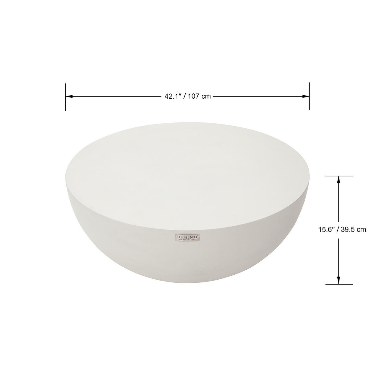 COUCHTISCH CHRONOS aus Beton Groß 107 x 107 x 39.5 cm - Creme, Naturmaterialien (107/107/39.5cm) - Elementi
