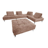 MODULSOFA MIT HOCKER WIOLO Taupe Velvet - Taupe/Silberfarben, Textil/Metall (350/80/350cm) - KAWOLA
