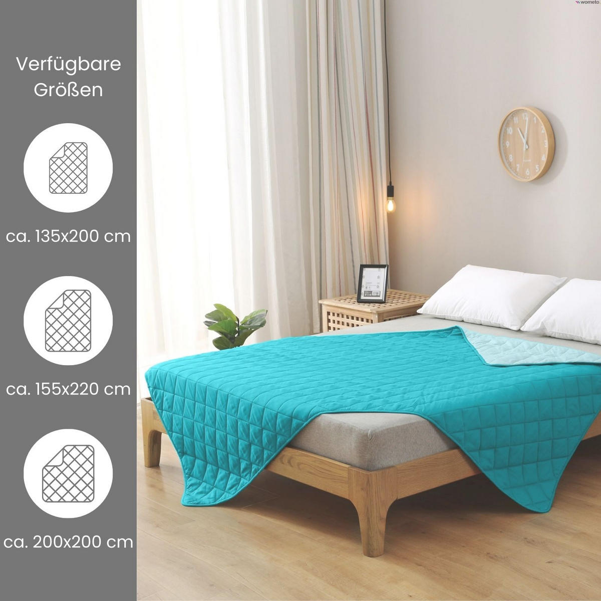 KINDER-SOMMERBETT Steppbett türkis - Türkis, Textil (135/200cm) - wometo