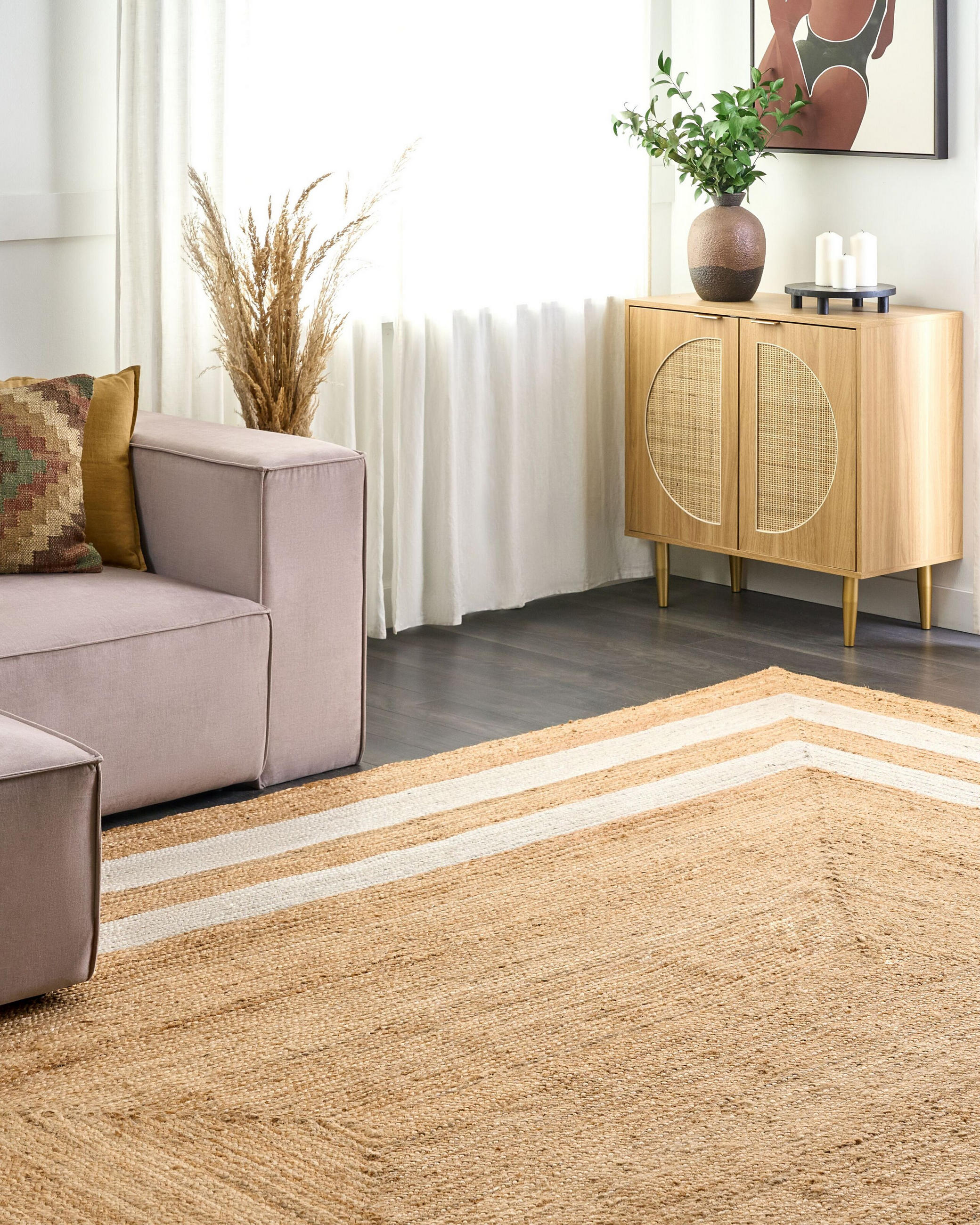 TEPPICH geflochten Beige 300/400 cm Gemerek - Beige, Naturmaterialien (300/400cm) - Beliani
