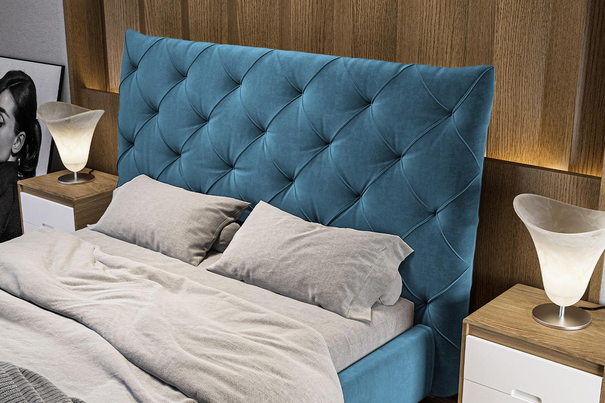 POLSTERBETT ANNY Petrol Massivholz - Petrol, Textil (200/200cm) - KAWOLA
